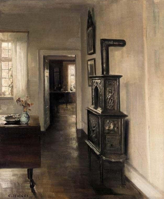 Carl Holsøe (Danish, 1863 - 1935) Interior with a Stove