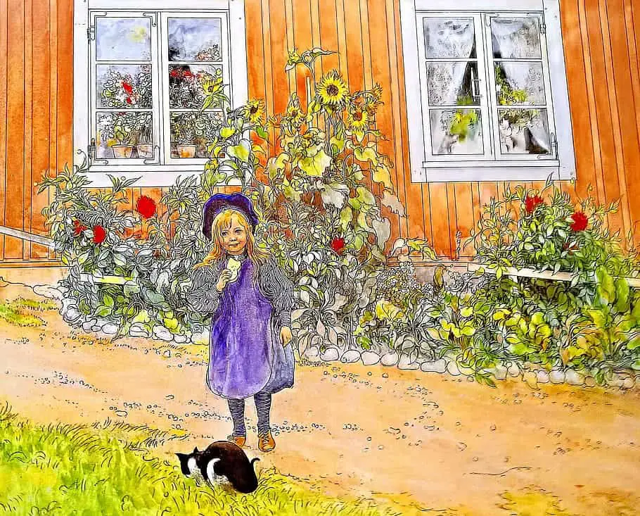 Carl Larsson, kunstenaar, brita, en katt och en smorgas, Brita, A Cat and a Sandwich