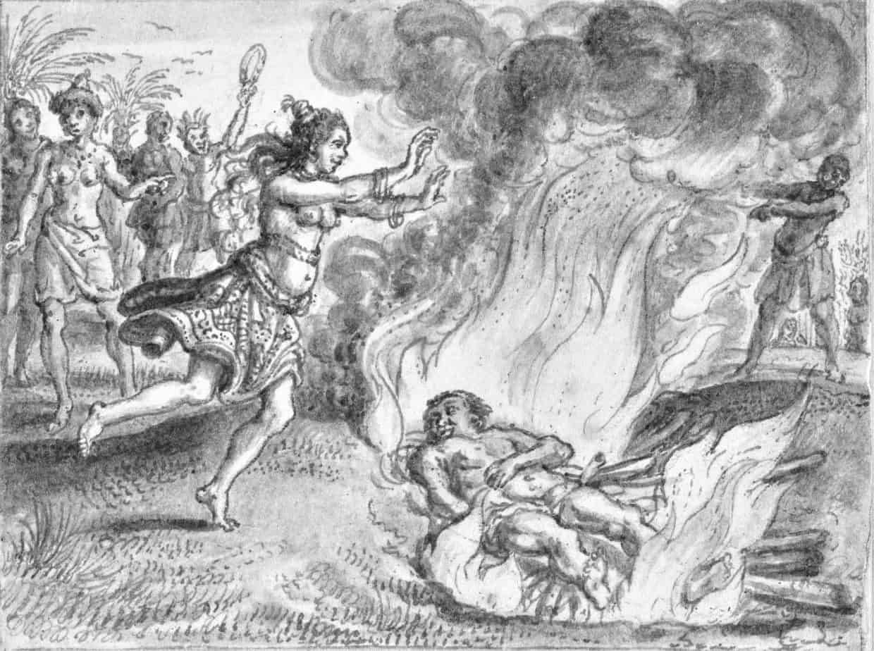 Corpse burning at a tribe in a distant land, Adriaen Pietersz. van de Venne, 1623 - 1628