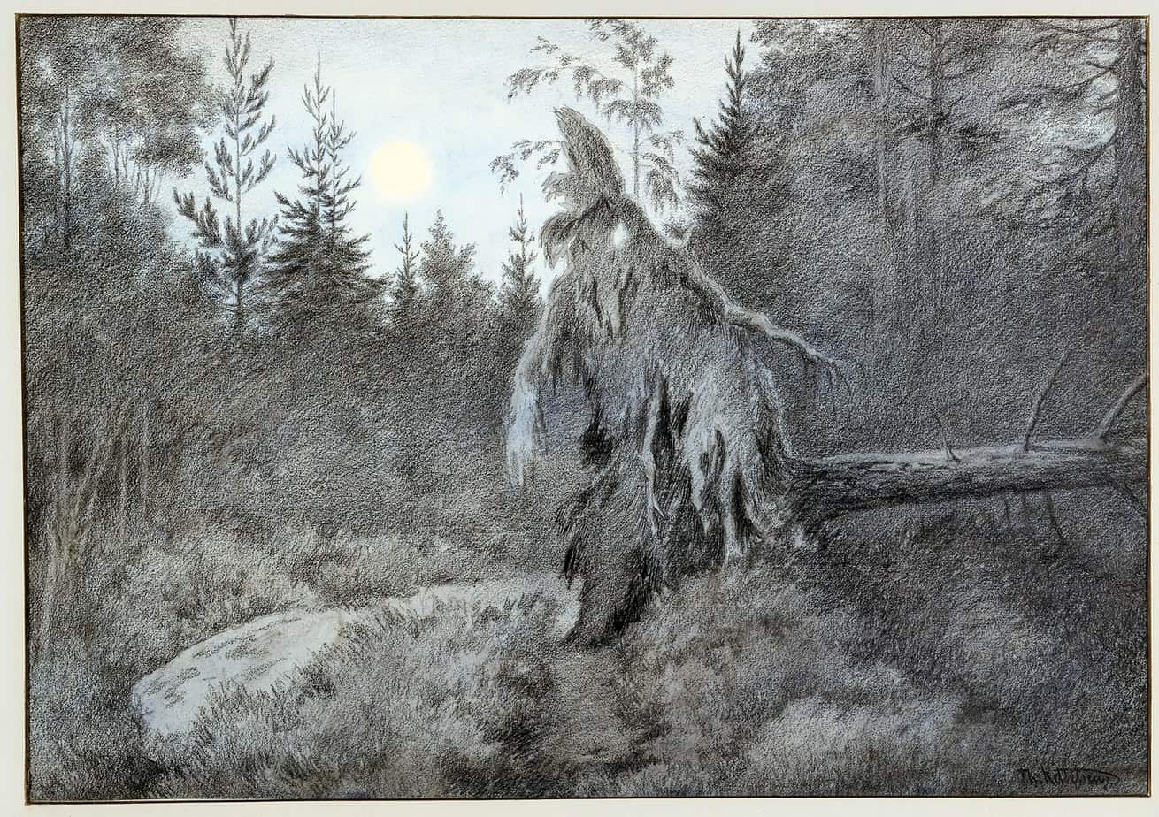 Creepy, Crawly, Rustling, Bustling. From Tirelil Tove 1900 Theodor Kittelsen