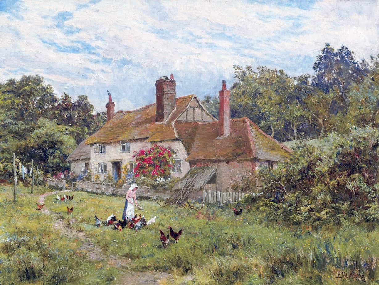 Edward Wilkins Waite - A Surrey Cottage in June