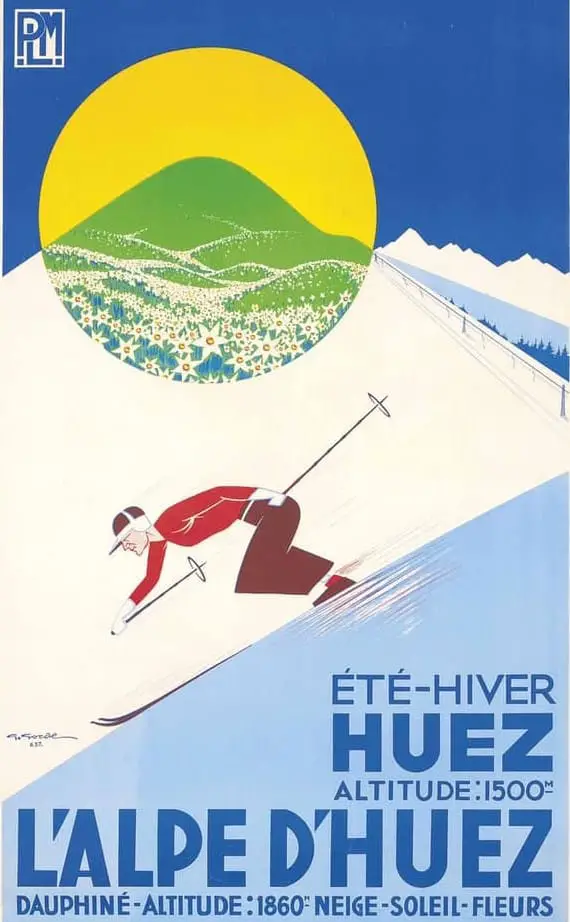 Gaston Gorde, L'ALPE D'HUEZ, 1937 skiing