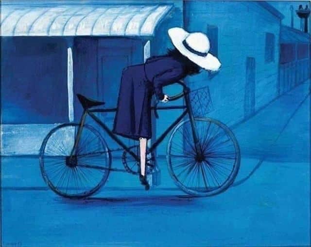 Girl on bike by Charles Blackman-1953