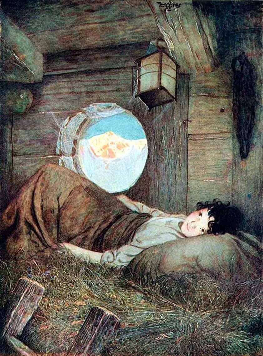 Gustaf Tenggren (Swedish-American, 1896-1970), Heidi in her bed in the hayloft, 1923