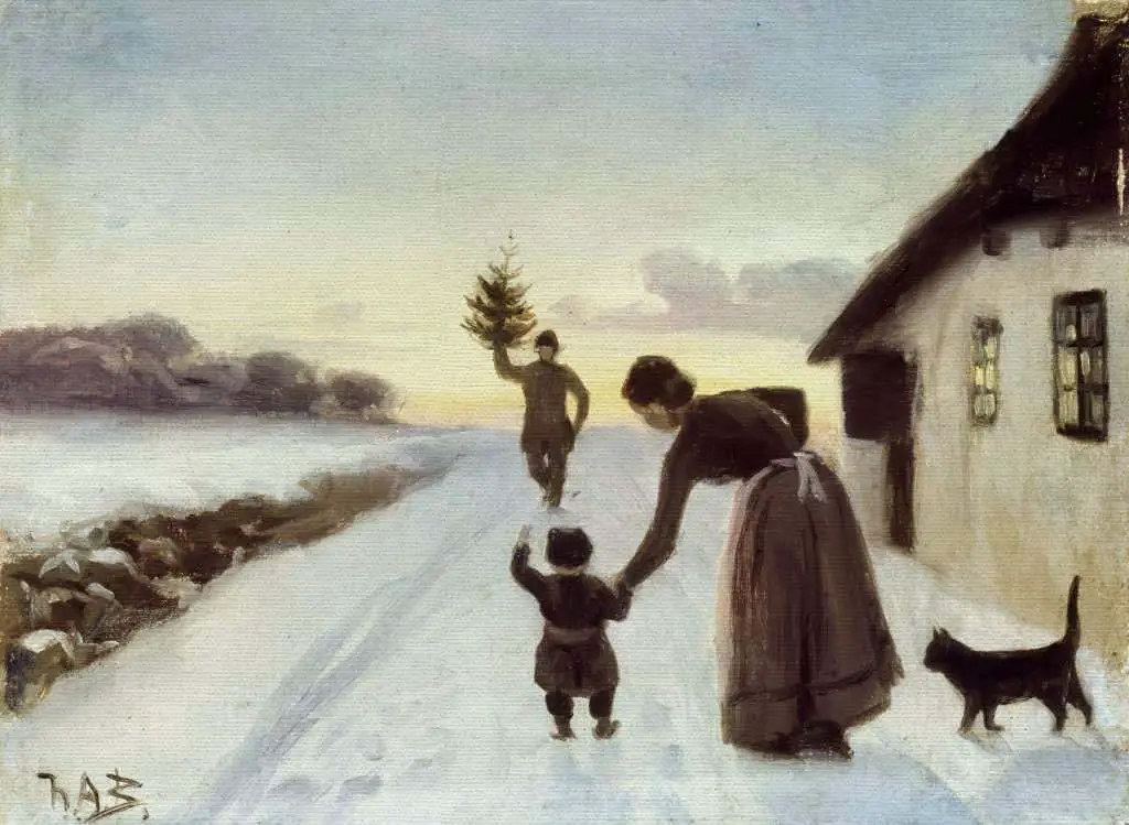 Hans Andersen Brendekilde (7 April 1857 – 30 March 1942) The Arrival Of The Christmas Tree (Danish)