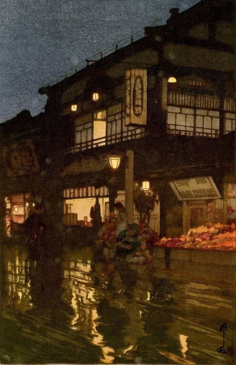Hiroshi Yoshida (1876 - 1950), Flower Street After The Rain, 1929