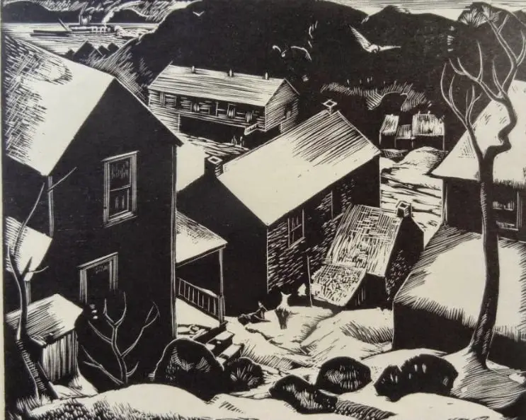 Howard W. Thomas 'Nauvoo Hollow', Wisconsin Artist Calendar, 1938