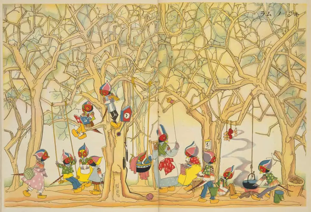 Illustration by Kawakami Shiro ( 川上四郎 絵) forKodomo no kuni (Children's Land), c1920s and 30s sewing