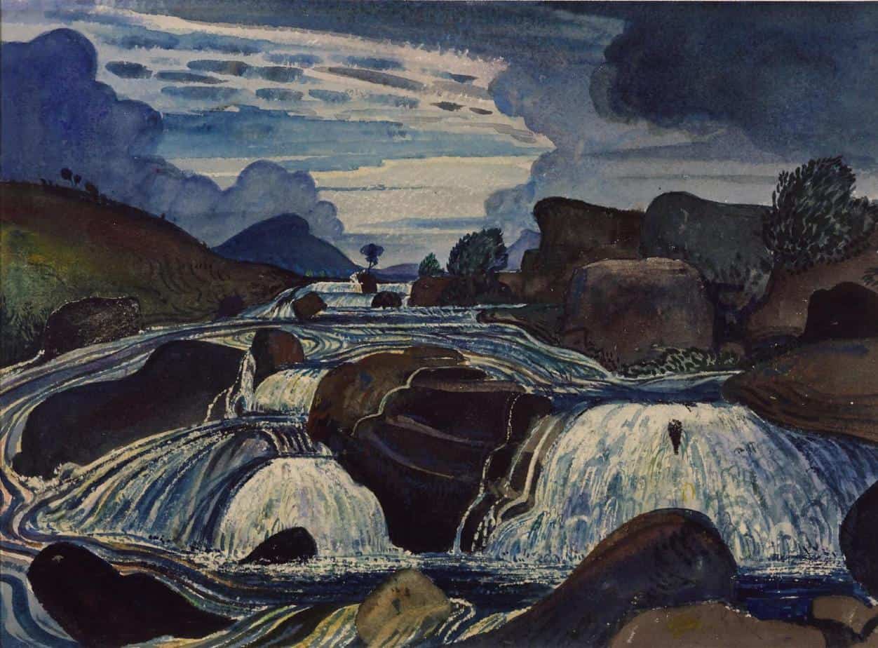 James Dickson Innes The Waterfall 1910 rocks