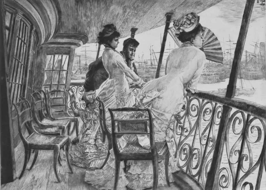 James Tissot women on ship deck
