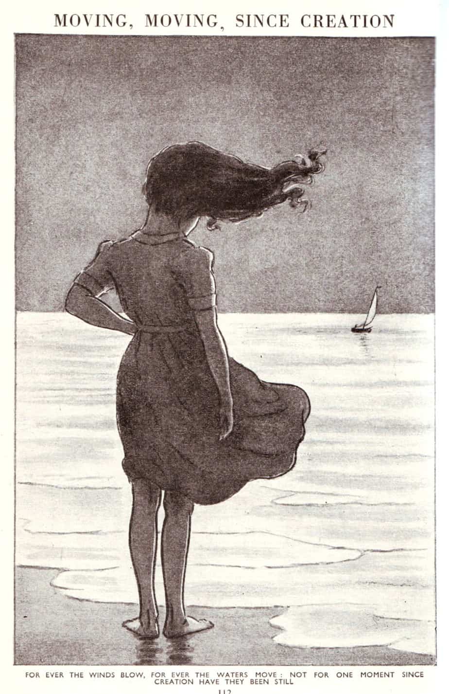 Looking out to sea, From 'The Children's Encyclopedia' published by Arthur Mee