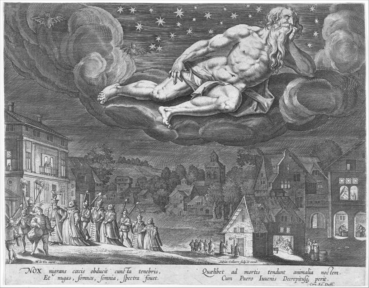 Night, Adriaen Collaert, after Maerten de Vos, 1570 - 1597
