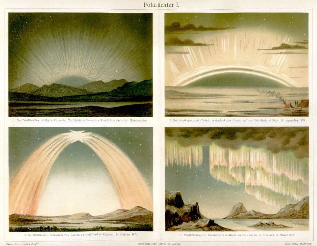 Northern Lights by Meyers Konv-Lexicon, 1870