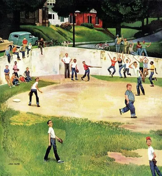 Saturday Evening Post, July 6, 1957, “Sandlot Homerun,” by John Falter baseball