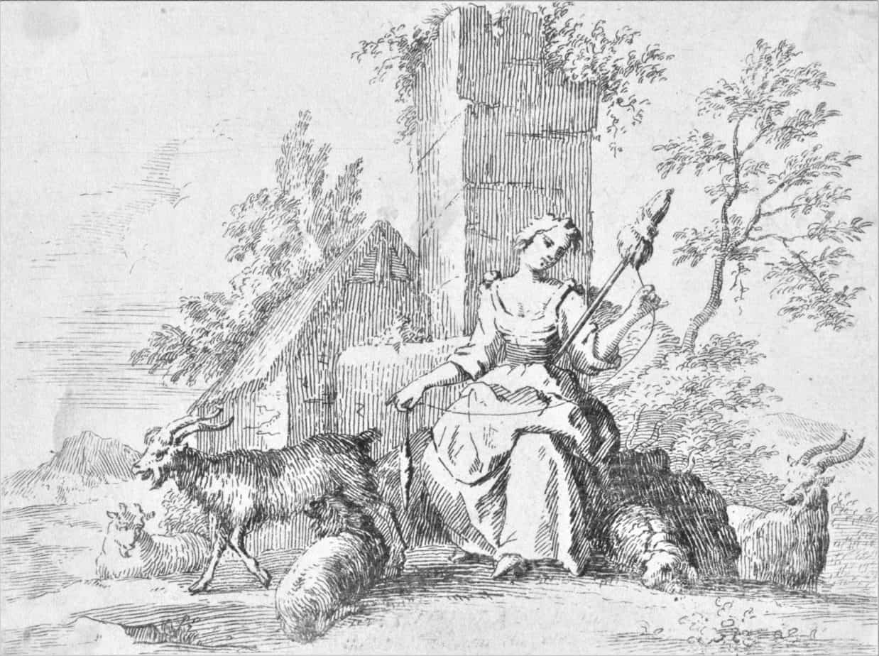 Spinnende herderin, Paul van Somer (II), 1670 - 1697