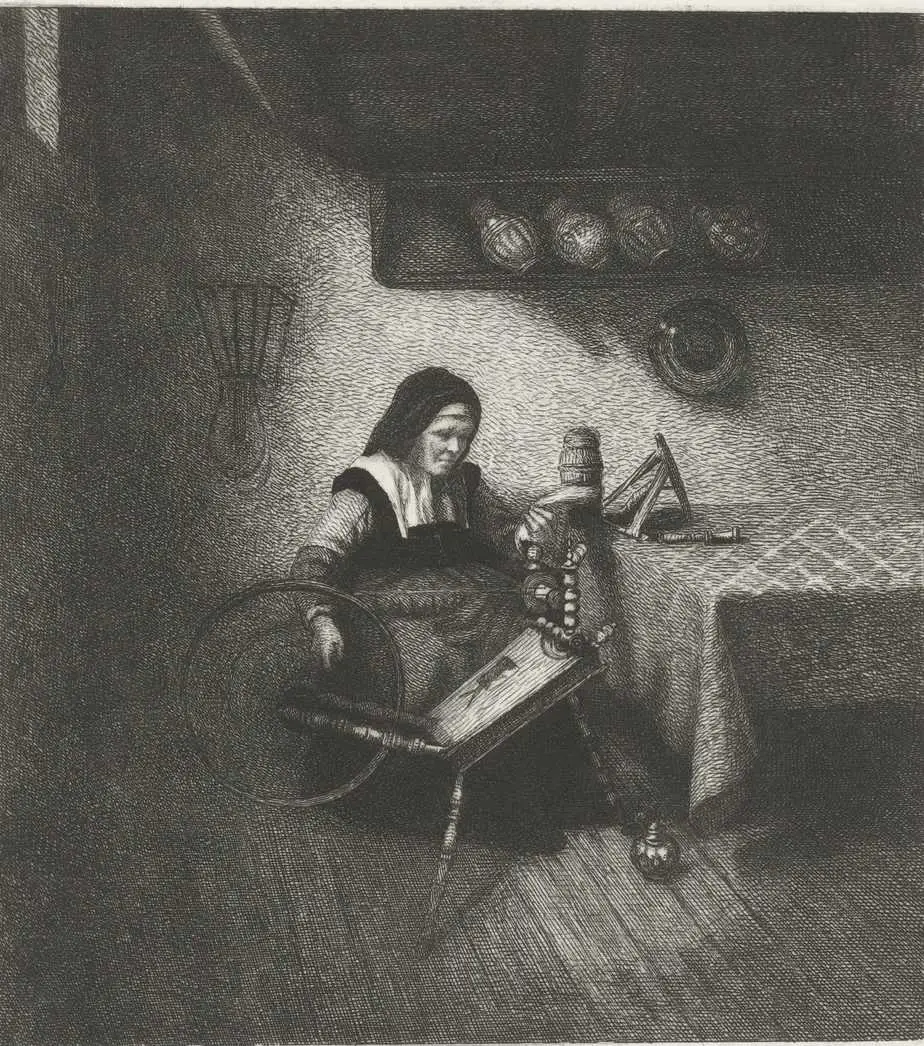 Spinster aan het werk, Leopold Löwenstam, 1852 - 1898