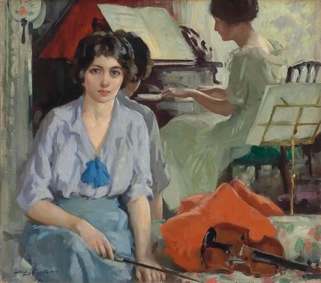 Stanley Cursiter (1887–1976) - Musicians piano violin