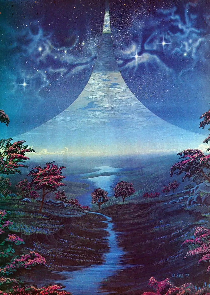 Steven Vincent Johnson (born 1952) 1979 book cover illustration for Ringworld by Larry Niven