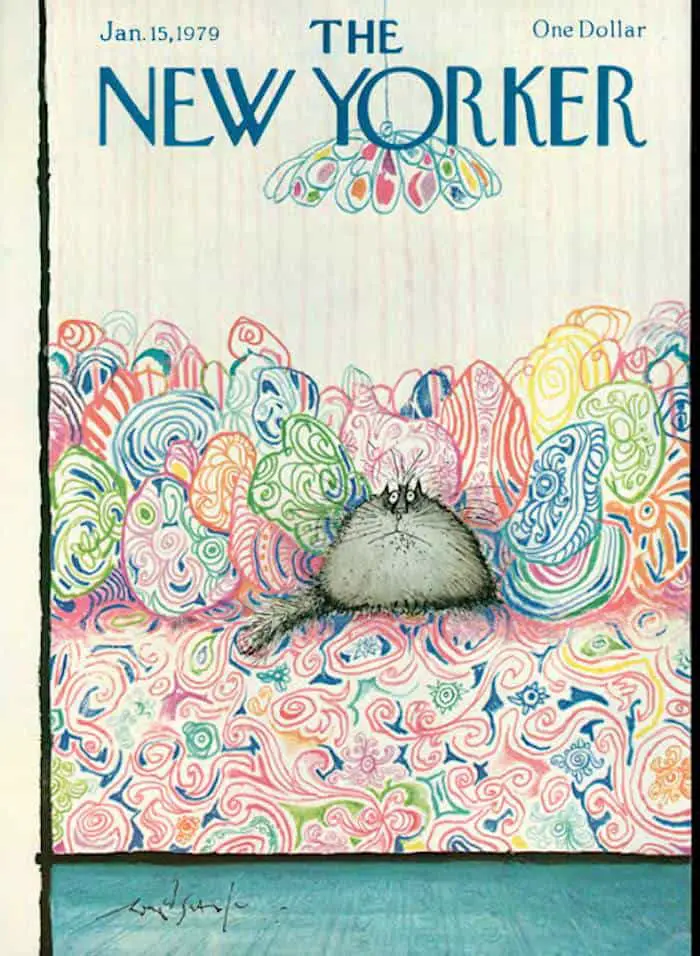 The New Yorker Cover - January 15, 1979 - Ronald Searle, this time disguised as a cushion (sort of)