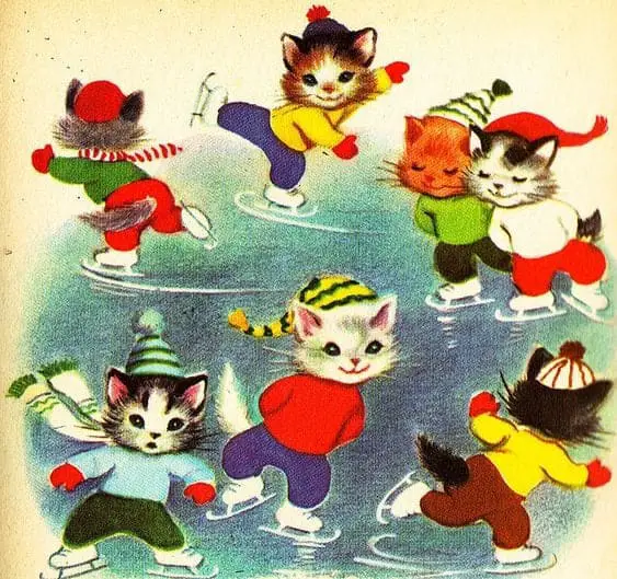 The Seven Wonderful Cats Illustrated by Elizabeth Webbe 1956 skating