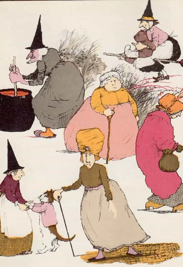 The Teeny, Tiny Witches, written by Jan Wahl, illustrated by Margot Tomers, and published in 1979 as part of Putnam's Weekly Reader series