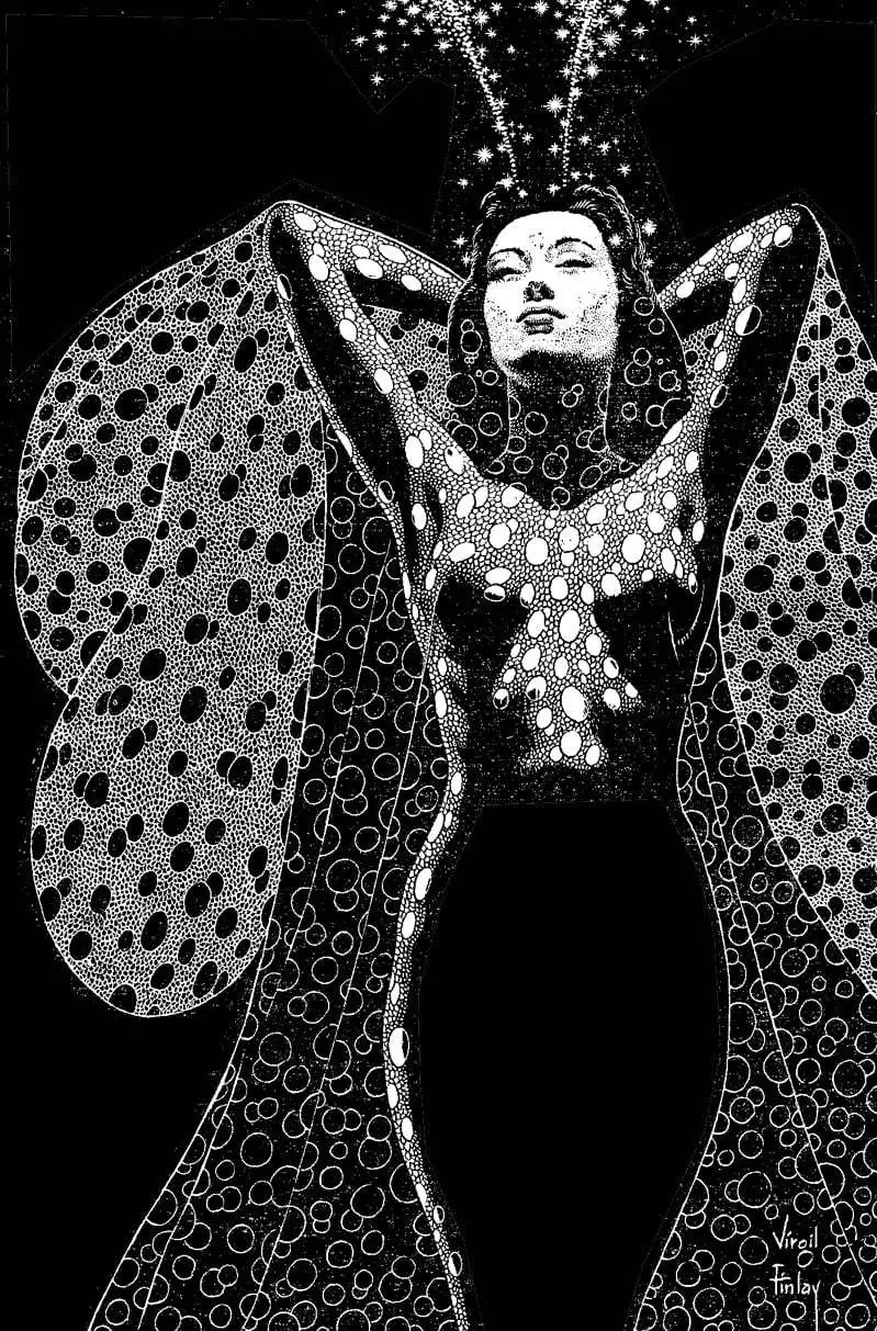 Virgil Finlay (1914 - 1971) 1953 illustration for 'Moth & Rust' by Philip Jose Farmer