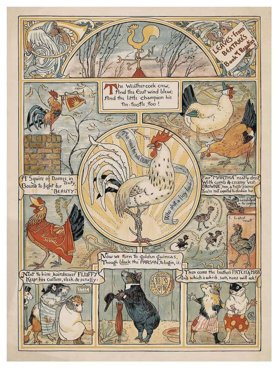 Walter Crane c 1888 Leaves From Beatrice’s Book of Beauties chicken