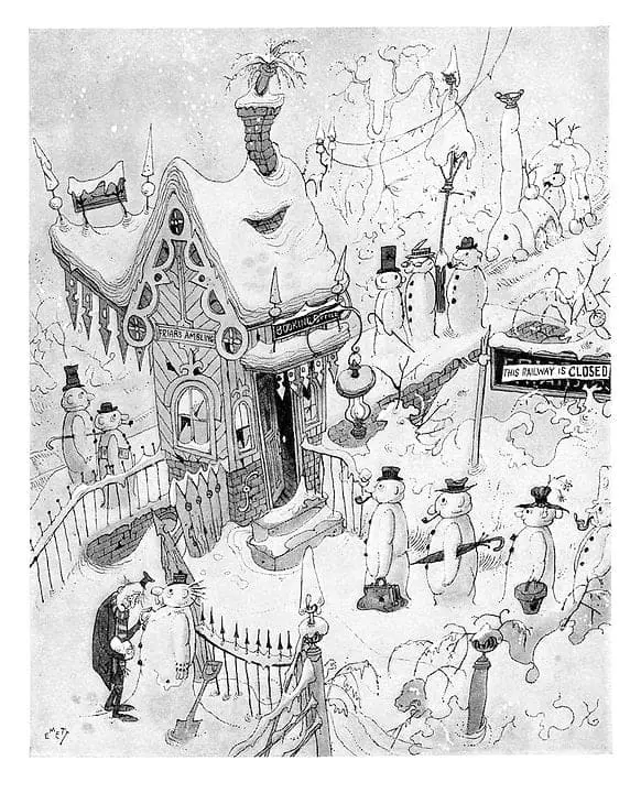 When the railway is closed by snow... Rowland Emett, Punch 1953