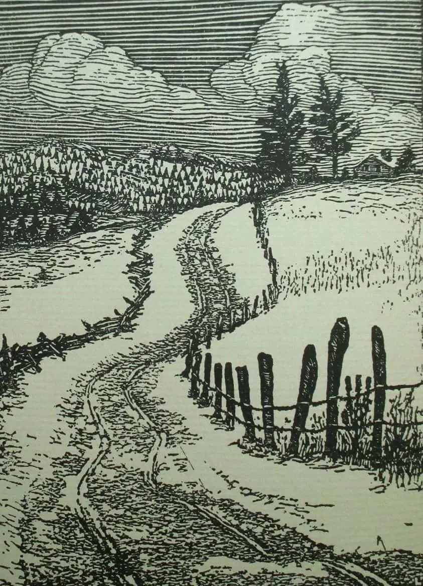 Woodcut illustration by J.J. Lankes for Robert Frost's New Hampshire