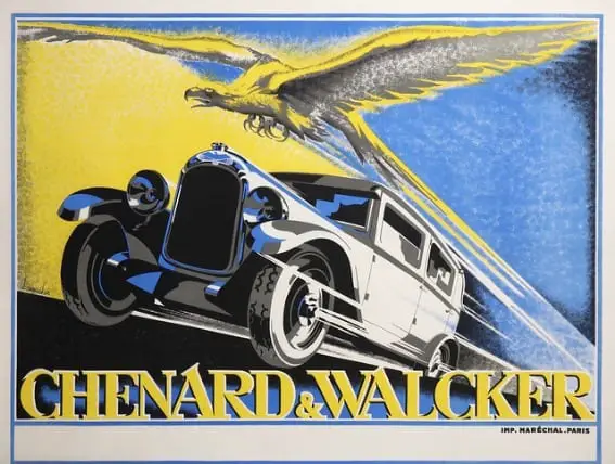 1928 car advertisement with eagle by Lagache motion