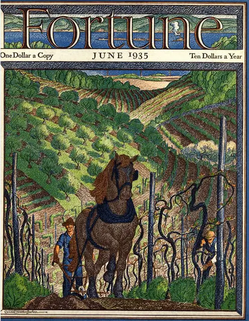 1935 June, cover by Ernest Hamlin Baker orchard slope