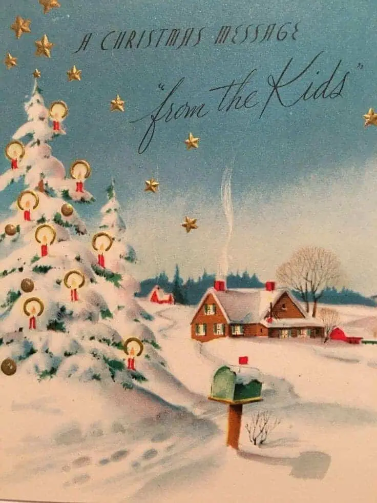 A Christmas message from the kids vintage postcard