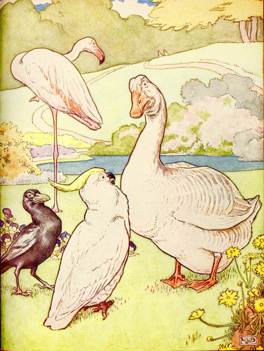 “And the Gander didn’t understand her” L. Leslie Brooke (1862–1940)- illustration from “Johnny Crow’s Party, ” Frederick Warne & Company, Ltd., 1907