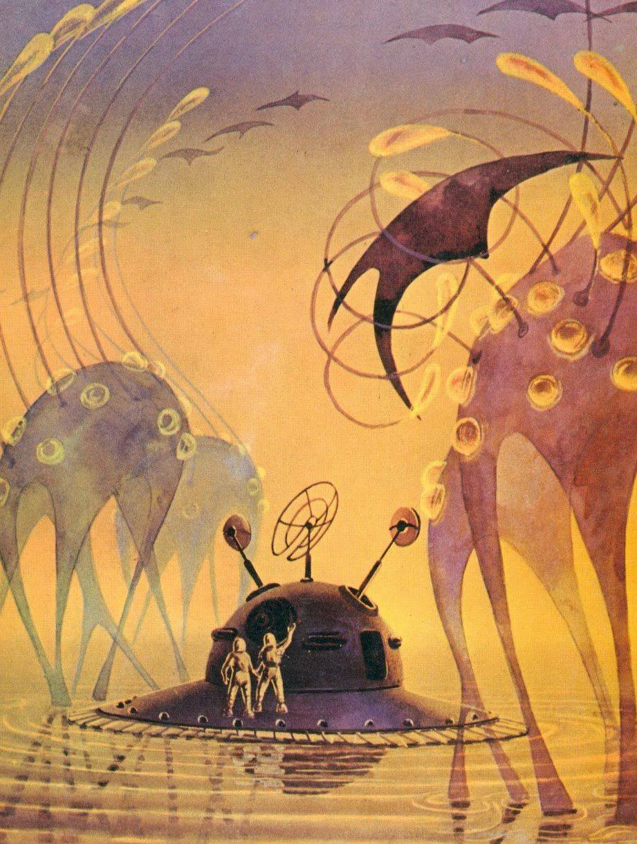 Andrey Sokolov (1931 - 2007) 1967 illustration for Zhdite Nas, Zvezdy (The Stars, They Await Us) by cosmonaut Alexei Leonov