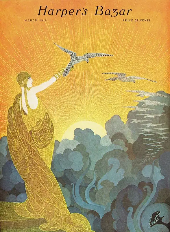 Cover Art for Harper's Bazaar, March 1919 by Erté. (Romain de Tirtoff (1892 – 1990) Russian-born French artist and designer
