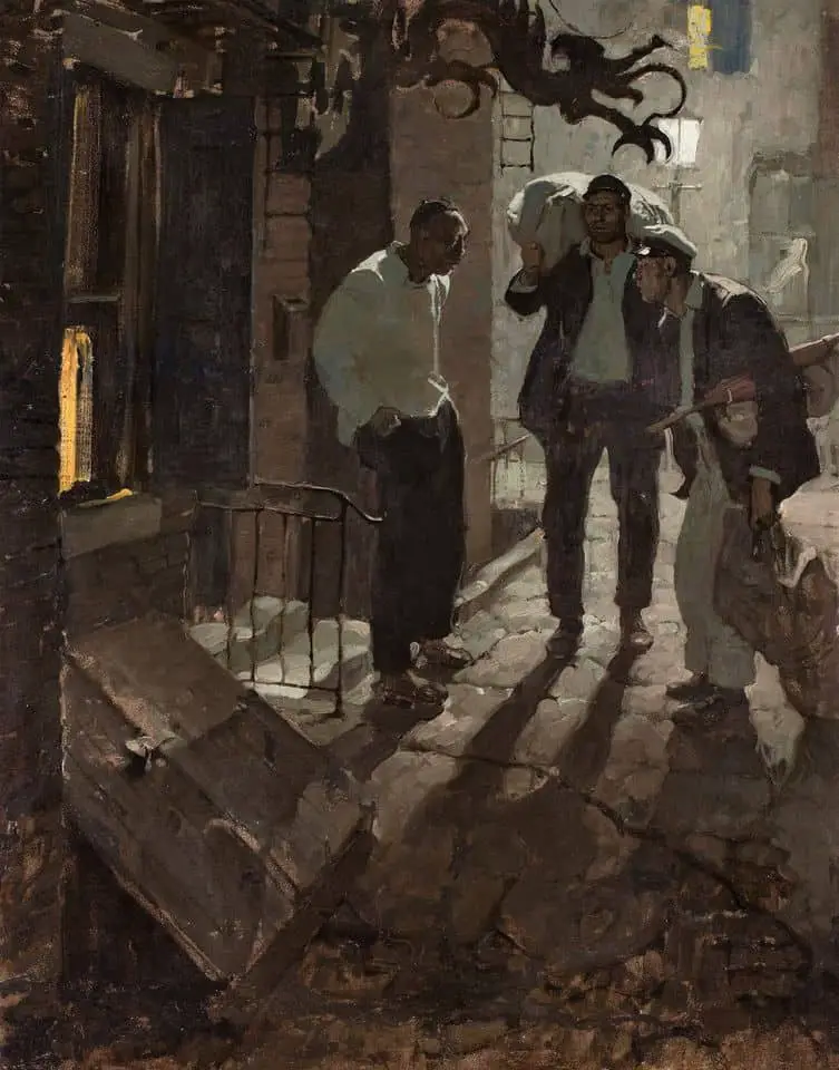 Dean Cornwell (1892 - 1960) 1924 illustration 'Man At The Crossroad' for a Cosmopolitan magazine story