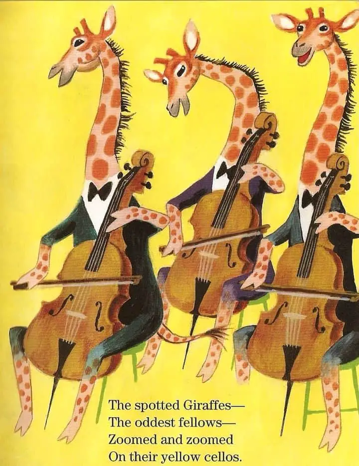 Hungarian-American illustrator Tibor Gergely. (1900 - 1978) giraffes cellos