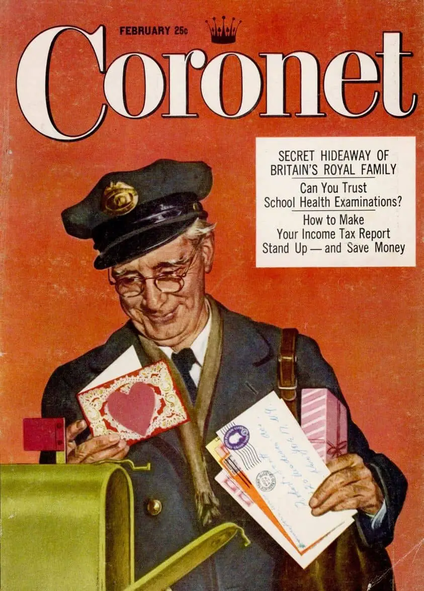 Marland Stone (1895–1978) cover for the February 1956 issue of Coronet