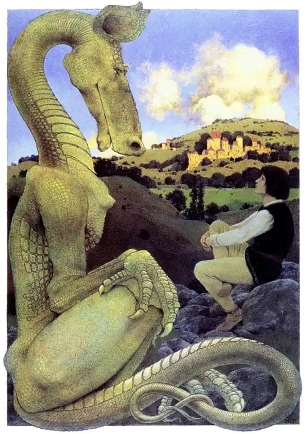 Maxfield Parrish (American painter and illustrator) 1870 - 1966, The Reluctant Dragon 1898
