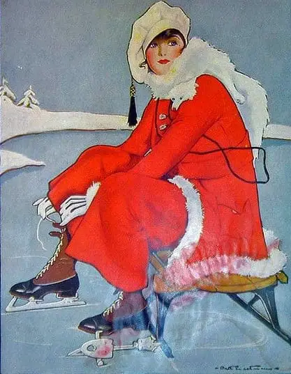 Mc Call's Magazine Illustration, January 1916 Cover ice skating