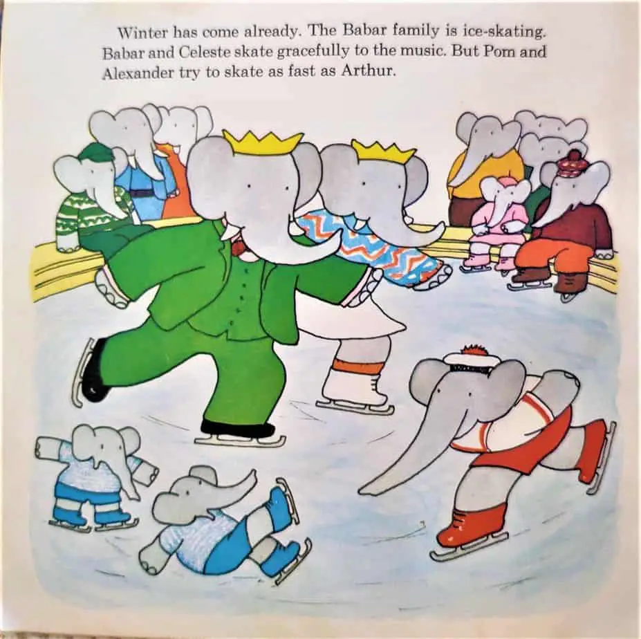 Meet Babar And His Family by Laurent de Brunhoff 1973 ice-skating