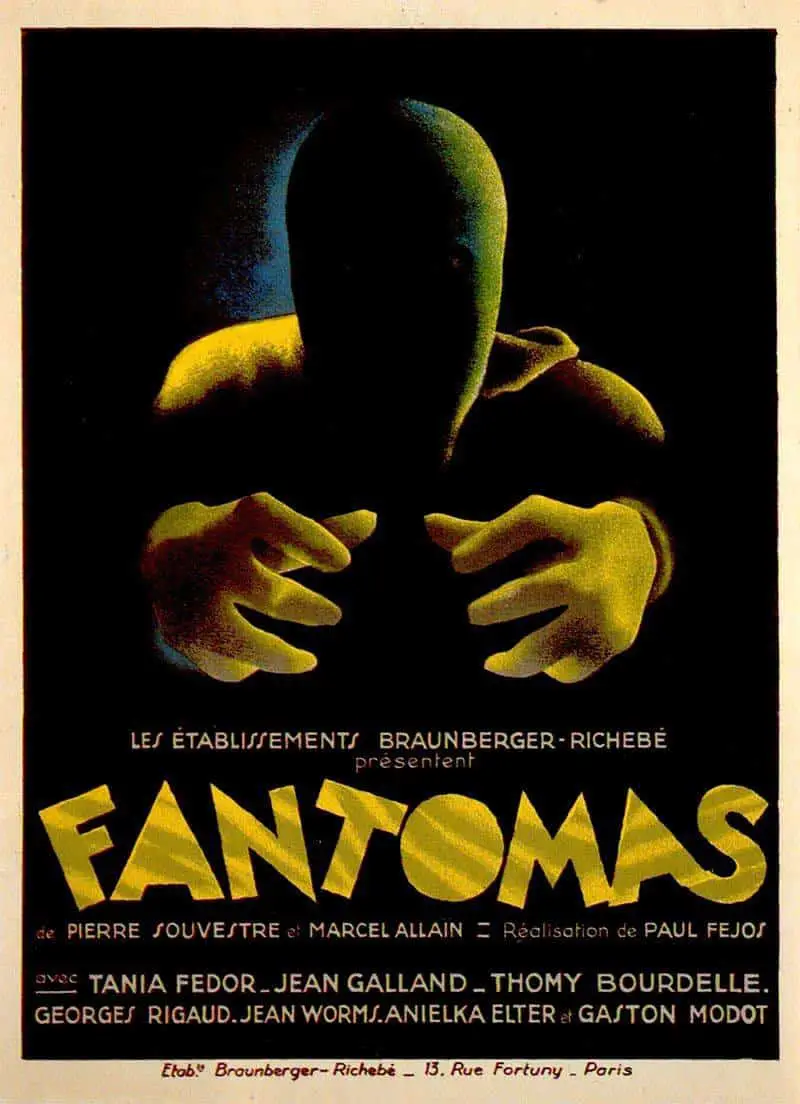 Poster Art 1932 Fantomas, illustrator not found, ominous faces in shadow