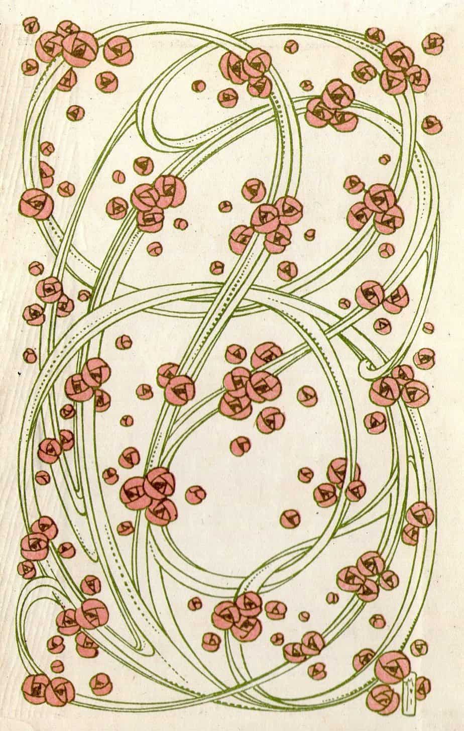 Superb Art Nouveau Design Endpapers c1905 by Talwin Morris - Friend and Contemporary of Charles Rennie Mackintosh