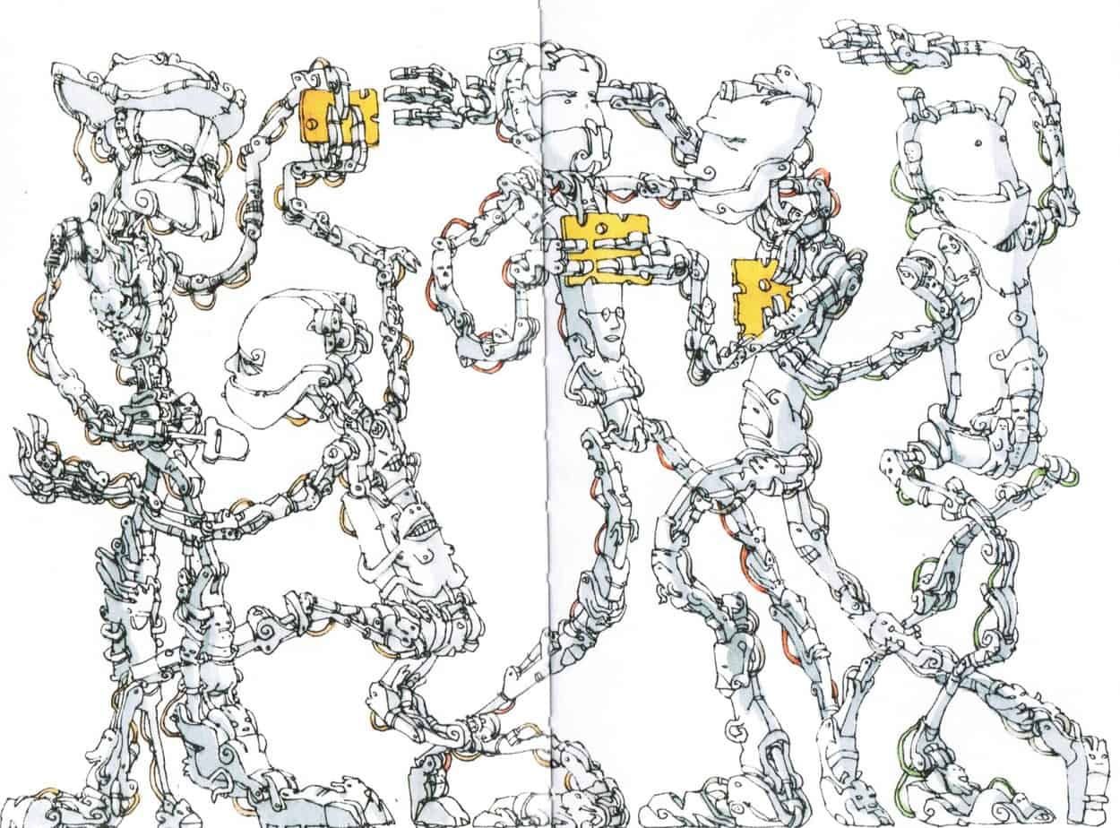 The Third In Line from The Sketchbooks Of Mattias Adolfsson (Sanatorium Publishing 2015) robots