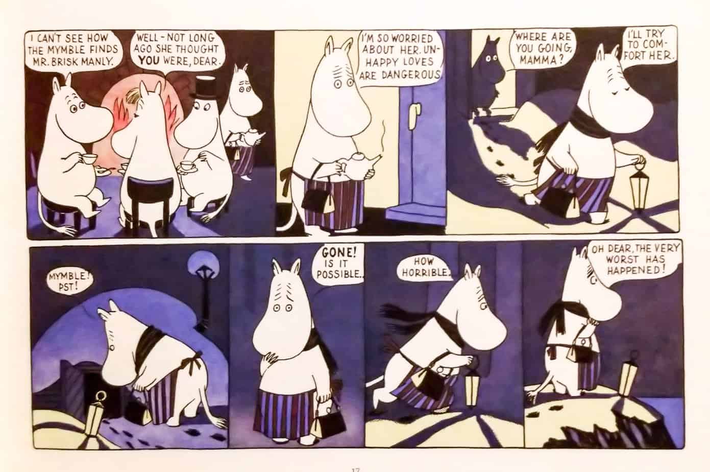 by Tove Jansson for 'Moomin's Winter Follies', a story from a Moomin picture strip of the 50s, colourised & re-published in 2012