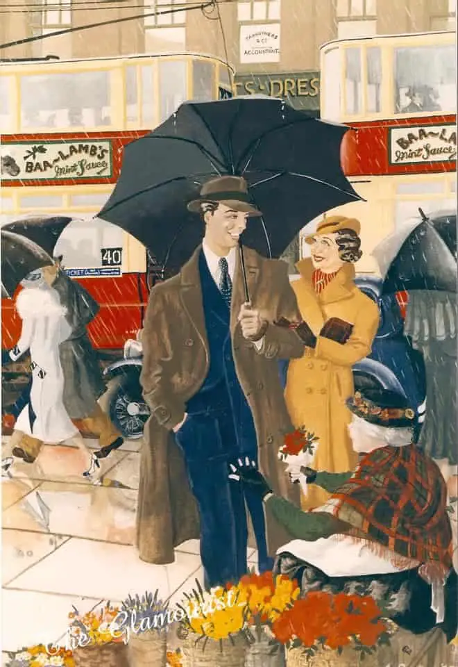 ‘April Showers, 1933’ by Martin Faulkner umbrella rain