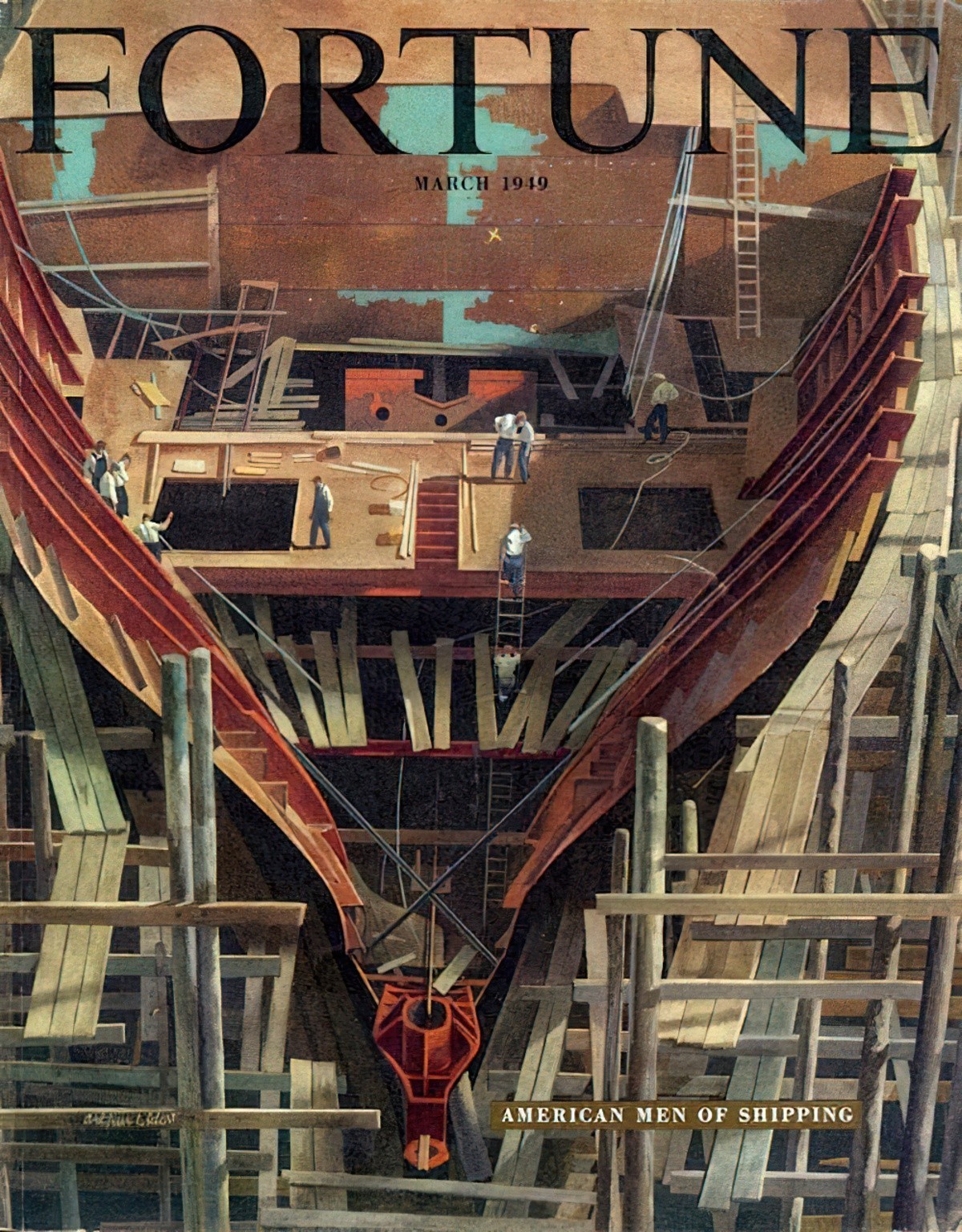 1949 March, cover by Arthur Lidov ship