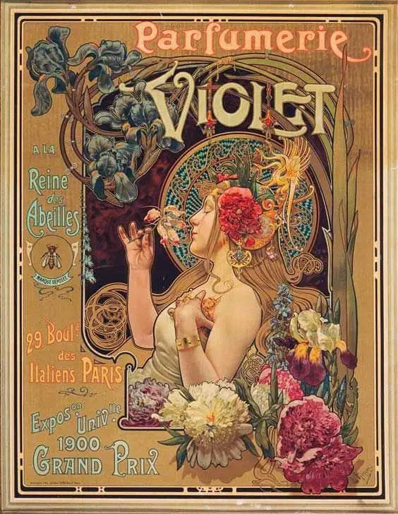 A 1901 advertisement for Parfumerie Violet by Louis Théophile Hingre