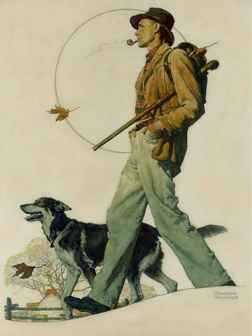 A Walk in the Country, 1935 by Norman Rockwell hunting