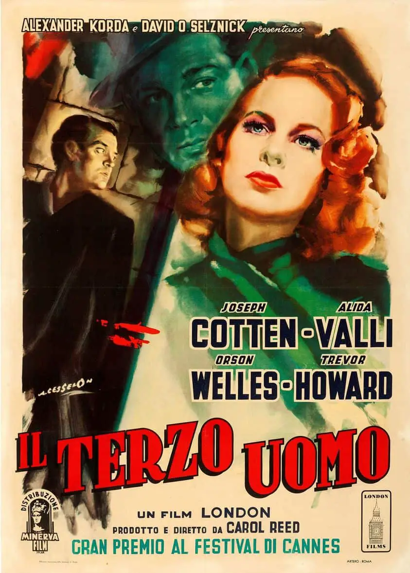 Angelo Cesselon Italian release poster for The Third Man (1949) green